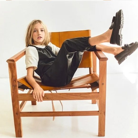 Zara Bottoms Zara Kids Black Faux Leather Jumpsuit Poshmark